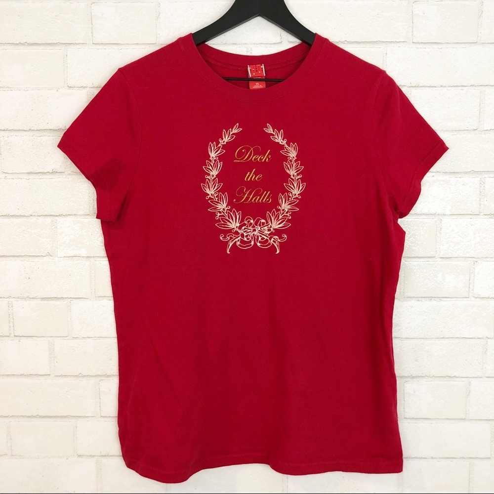 Red Deck the Halls Christmas Tee
